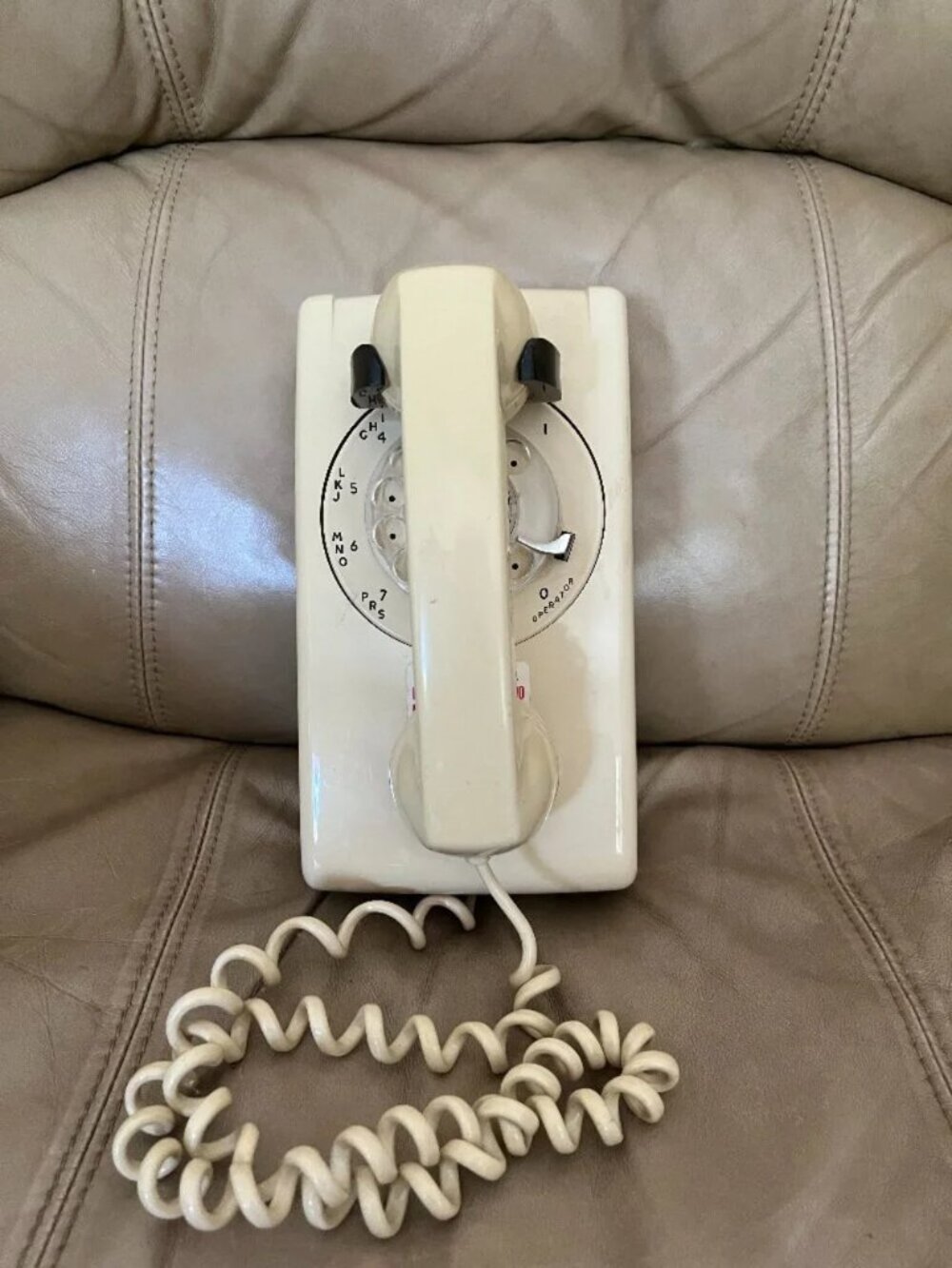 Vintage Beige ITT wall phone classic rotary dial
